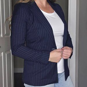 Navy, Pinstripe Blazer